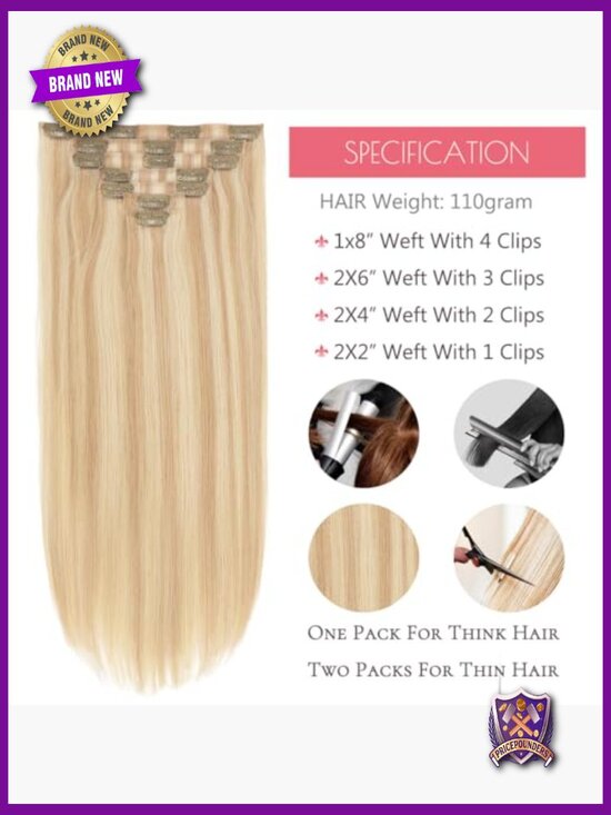 Seamless PU Weft Clip In Hair Extensions 14\